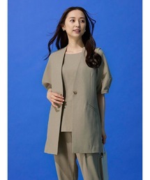 Perfect Suit FActory | 麻調メッシュ　ジレ　カーキ/ブラック(ベスト)