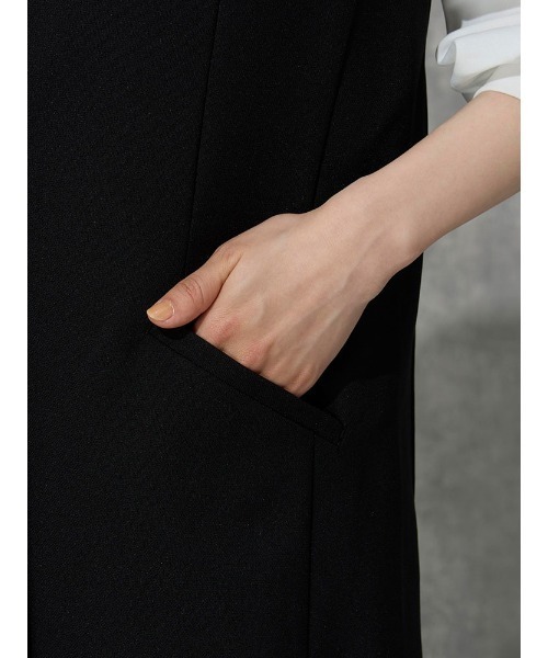 Perfect Suit FActory（パーフェクトスーツファクトリー）の「麻調メッシュ　ジレ　カーキ/ブラック（ベスト・レディース・ブラック/カーキ・M/S）」の12枚目の写真