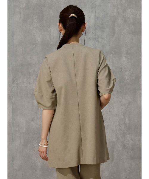 Perfect Suit FActory（パーフェクトスーツファクトリー）の「麻調メッシュ　ジレ　カーキ/ブラック（ベスト・レディース・ブラック/カーキ・M/S）」の19枚目の写真