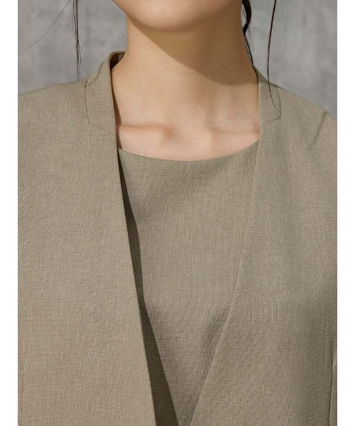 Perfect Suit FActory（パーフェクトスーツファクトリー）の「麻調メッシュ　ジレ　カーキ/ブラック（ベスト・レディース・ブラック/カーキ・M/S）」の21枚目の写真
