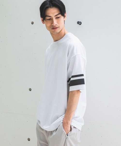 HEREIAM（ヘレイアム）の「【HEREIAM MEN】接触冷感＆吸水速乾／スリーブラインTEE（Tシャツ/カットソー・メンズ・ホワイト/ブラック・MEDIUM/LARGE）」の5枚目の写真