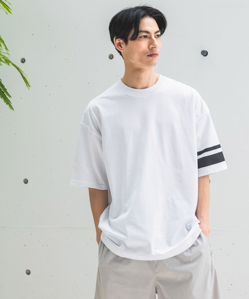 HEREIAM（ヘレイアム）の「【HEREIAM MEN】接触冷感＆吸水速乾／スリーブラインTEE（Tシャツ/カットソー・メンズ・ホワイト/ブラック・MEDIUM/LARGE）」の6枚目の写真