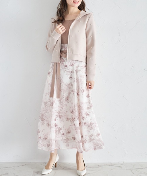 tocco closet(トッコ クローゼット)の「パール付きダブルジップダンボールパーカー(パーカー・レディース・ピンクベージュ/ブラック/グレー/オフホワイト・M)」の13枚目の写真