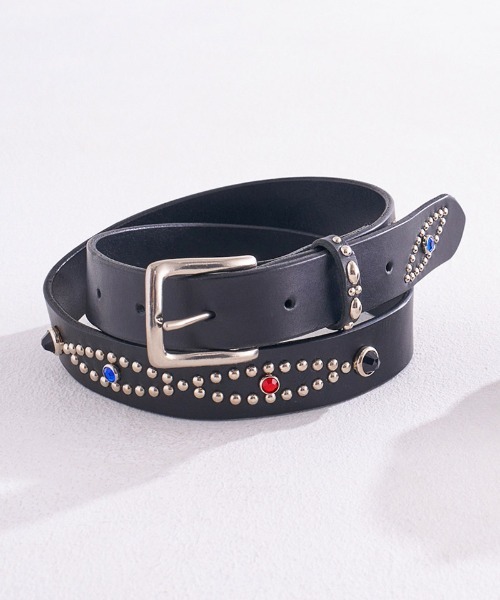 EFFECTEN（エフェクテン）の「mko12078-UTILITY Studs Leather Belt ベルト（ベルト・メンズ・ブラック・2/3）」の3枚目の写真