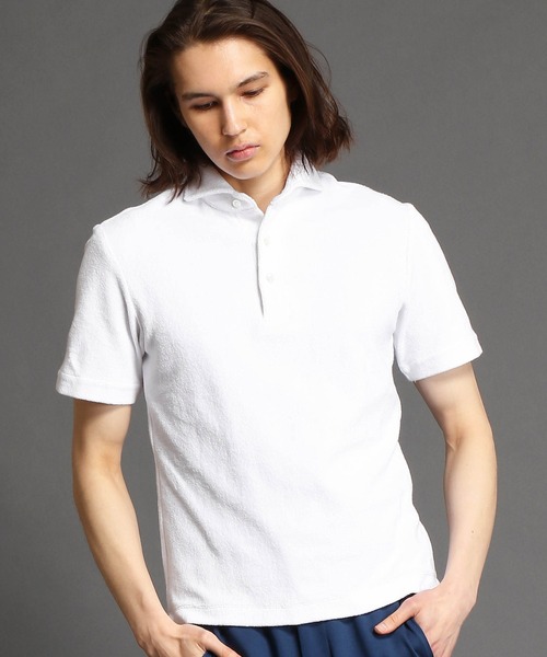 MONSIEUR NICOLE（ムッシュニコル）の「【ex/tra】パイルポロシャツ（ポロシャツ・メンズ・ブラック/ネイビー×ホワイト/ブラック×ホワイト/ブラウン/ホワイト・LARGE/X-LARGE/MEDIUM）」の2枚目の写真