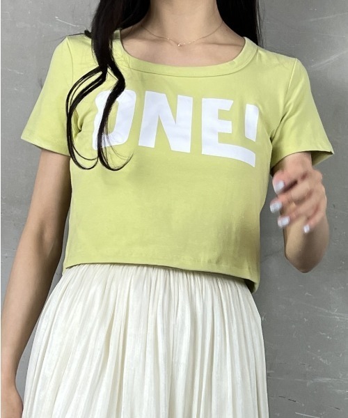tolene(トレネ)の「華奢見えプリント半袖Tシャツ(Tシャツ/カットソー・レディース・グリーン/ブラック/ピンク/ホワイト・FREE)」の13枚目の写真