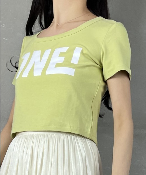 tolene(トレネ)の「華奢見えプリント半袖Tシャツ(Tシャツ/カットソー・レディース・グリーン/ブラック/ピンク/ホワイト・FREE)」の6枚目の写真