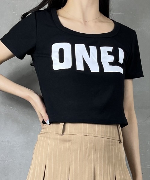 tolene(トレネ)の「華奢見えプリント半袖Tシャツ(Tシャツ/カットソー・レディース・グリーン/ブラック/ピンク/ホワイト・FREE)」の20枚目の写真