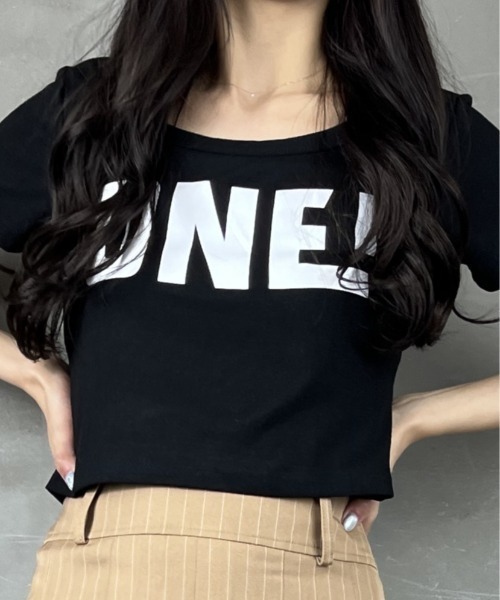 tolene(トレネ)の「華奢見えプリント半袖Tシャツ(Tシャツ/カットソー・レディース・グリーン/ブラック/ピンク/ホワイト・FREE)」の21枚目の写真