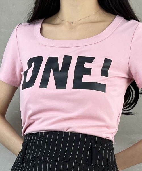tolene(トレネ)の「華奢見えプリント半袖Tシャツ(Tシャツ/カットソー・レディース・グリーン/ブラック/ピンク/ホワイト・FREE)」の8枚目の写真