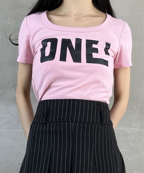 tolene(トレネ)の「華奢見えプリント半袖Tシャツ(Tシャツ/カットソー・レディース・グリーン/ブラック/ピンク/ホワイト・FREE)」の10枚目の写真