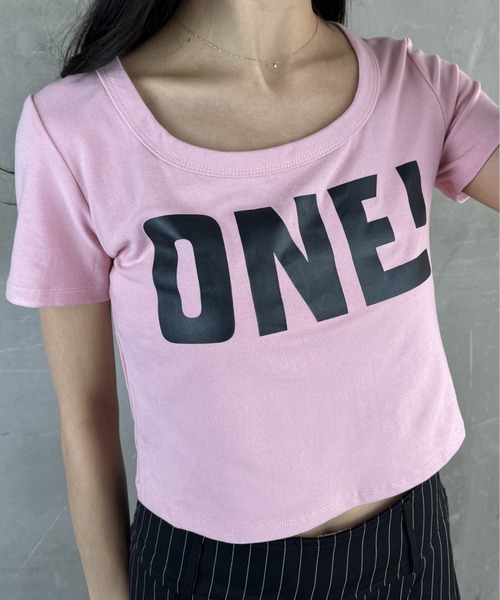 tolene(トレネ)の「華奢見えプリント半袖Tシャツ(Tシャツ/カットソー・レディース・グリーン/ブラック/ピンク/ホワイト・FREE)」の7枚目の写真