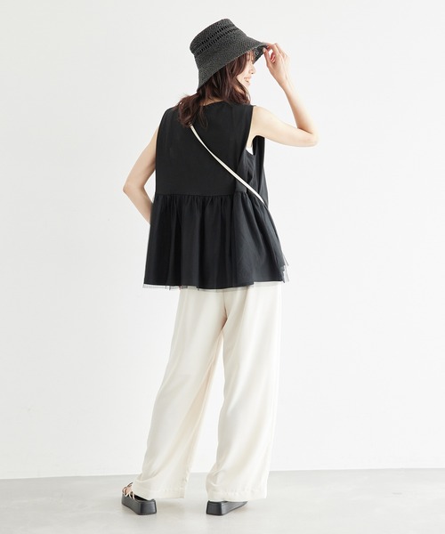 ROPE' PICNIC（ロペピクニック）の「チュール切替トップス（Tシャツ/カットソー・レディース・キナリ/サックスブルー/ブラック・38）」の6枚目の写真