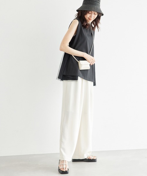 ROPE' PICNIC（ロペピクニック）の「チュール切替トップス（Tシャツ/カットソー・レディース・キナリ/サックスブルー/ブラック・38）」の5枚目の写真