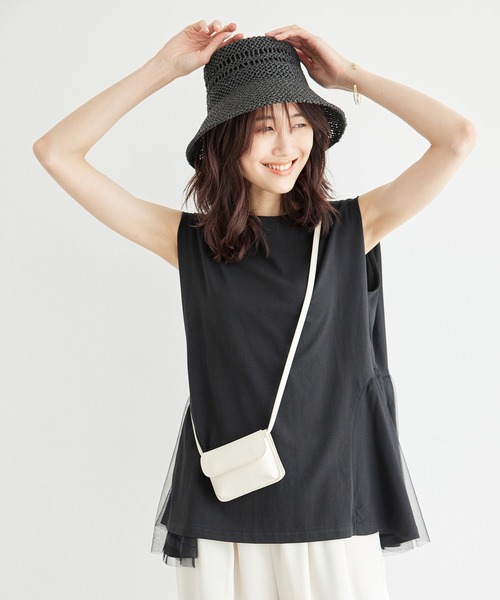 ROPE' PICNIC（ロペピクニック）の「チュール切替トップス（Tシャツ/カットソー・レディース・キナリ/サックスブルー/ブラック・38）」の4枚目の写真