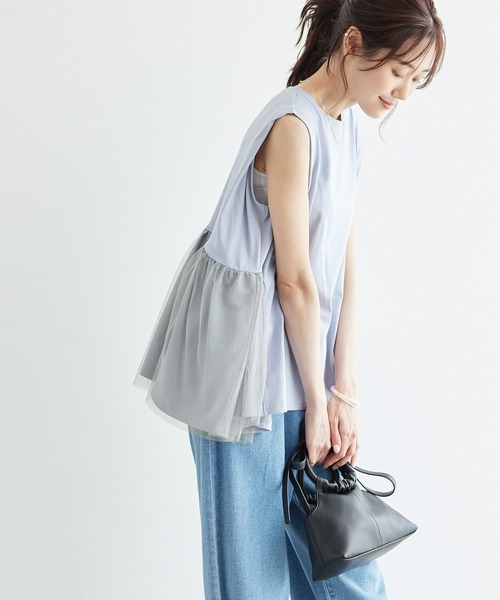ROPE' PICNIC（ロペピクニック）の「チュール切替トップス（Tシャツ/カットソー・レディース・キナリ/サックスブルー/ブラック・38）」の22枚目の写真