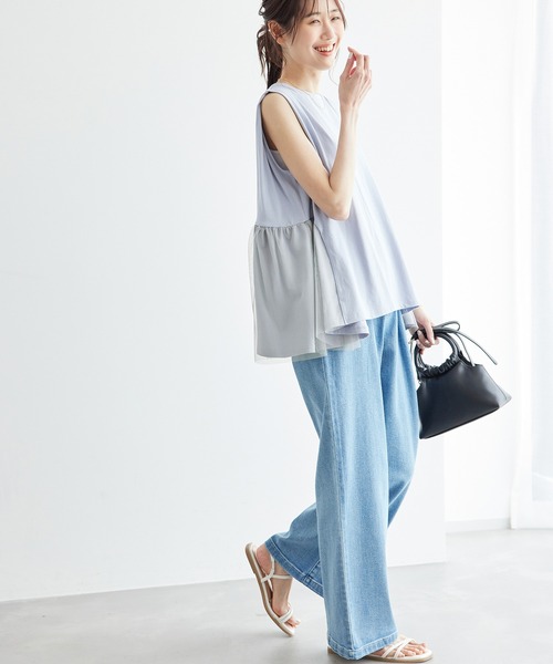 ROPE' PICNIC（ロペピクニック）の「チュール切替トップス（Tシャツ/カットソー・レディース・キナリ/サックスブルー/ブラック・38）」の21枚目の写真