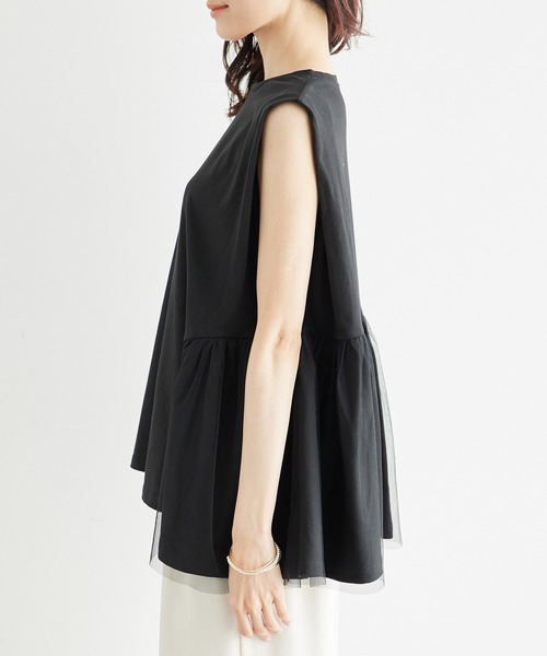 ROPE' PICNIC（ロペピクニック）の「チュール切替トップス（Tシャツ/カットソー・レディース・キナリ/サックスブルー/ブラック・38）」の18枚目の写真