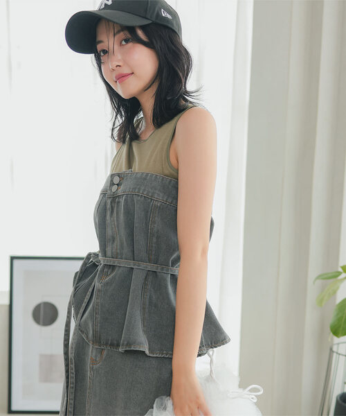 KOBE LETTUCE（コウベレタス）の「カップ付きヘビーウェイトリブアメスリタンクトップ（タンクトップ・レディース・モカ/カーキ/ブラック/オフホワイト/アイボリー系・M）」の5枚目の写真