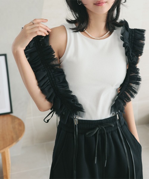 KOBE LETTUCE（コウベレタス）の「カップ付きヘビーウェイトリブアメスリタンクトップ（タンクトップ・レディース・モカ/カーキ/ブラック/オフホワイト/アイボリー系・M）」の6枚目の写真