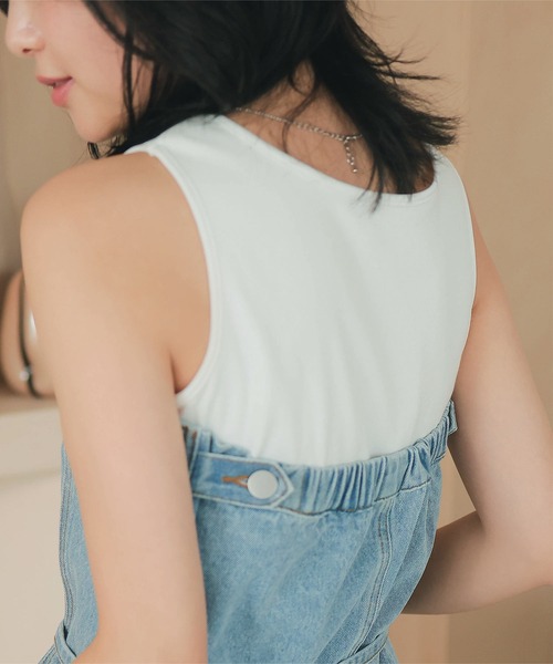 KOBE LETTUCE（コウベレタス）の「カップ付きヘビーウェイトリブアメスリタンクトップ（タンクトップ・レディース・モカ/カーキ/ブラック/オフホワイト/アイボリー系・M）」の7枚目の写真