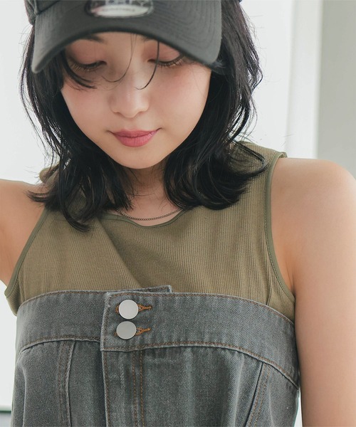 KOBE LETTUCE（コウベレタス）の「カップ付きヘビーウェイトリブアメスリタンクトップ（タンクトップ・レディース・モカ/カーキ/ブラック/オフホワイト/アイボリー系・M）」の10枚目の写真