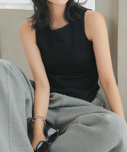 KOBE LETTUCE（コウベレタス）の「カップ付きヘビーウェイトリブアメスリタンクトップ（タンクトップ・レディース・モカ/カーキ/ブラック/オフホワイト/アイボリー系・M）」の8枚目の写真