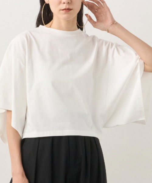 Libra Cue（リブラ キュー）の「ワイドスリーブカットソー（Tシャツ/カットソー・レディース・ブラック/ホワイト/ブルー/ベージュ・FREE）」の8枚目の写真