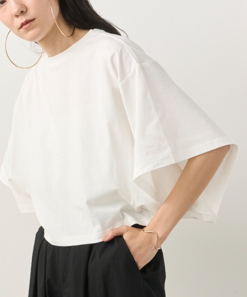 Libra Cue（リブラ キュー）の「ワイドスリーブカットソー（Tシャツ/カットソー・レディース・ブラック/ホワイト/ブルー/ベージュ・FREE）」の9枚目の写真