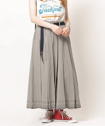 ジア刷り加工デニムプリーツスカート
