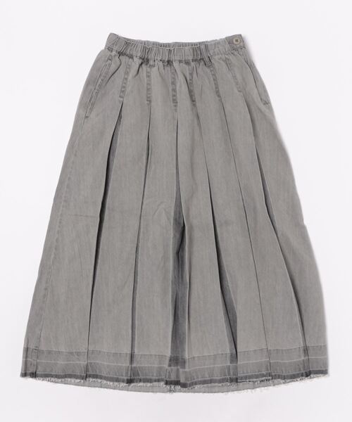 DOUBLE NAME（ダブルネーム）の「ジア刷り加工デニムプリーツスカート（デニムスカート・レディース・ブルー/グレー・FREE）」の12枚目の写真