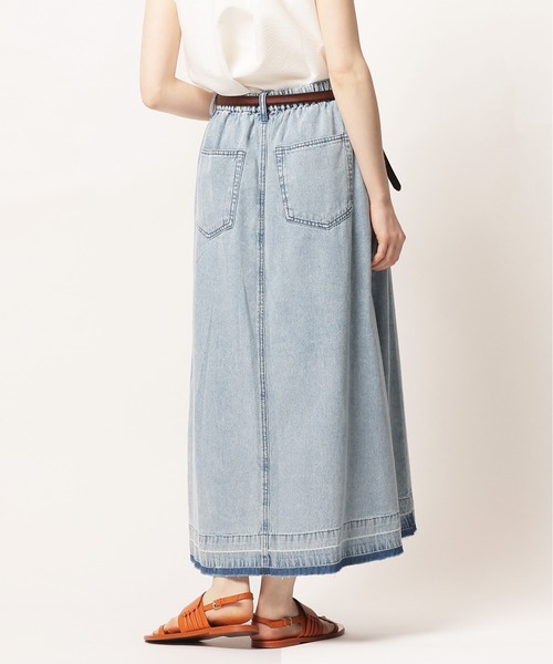 DOUBLE NAME（ダブルネーム）の「ジア刷り加工デニムプリーツスカート（デニムスカート・レディース・ブルー/グレー・FREE）」の10枚目の写真