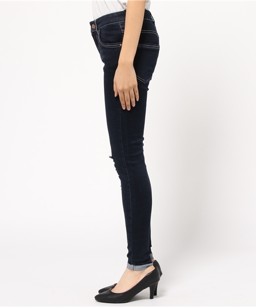 mystic(ミスティック)の「【mystic】ダメージデニムスキニー(デニムパンツ・レディース・ネイビー/ブルー・2/0/1)」の4枚目の写真