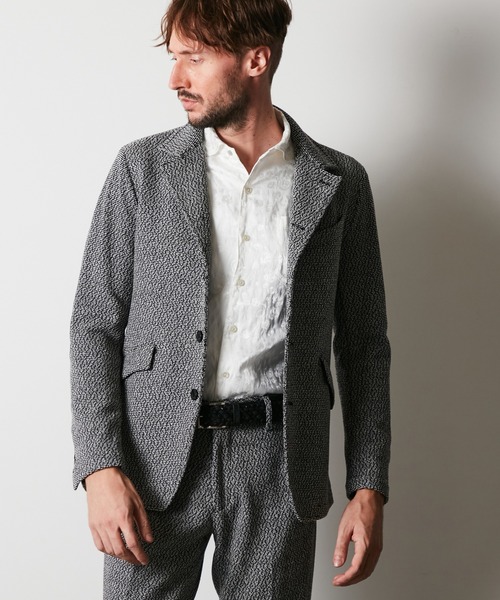 HIDEAWAYS NICOLE（ハイダウェイニコル）の「ラッセルジャカードボンディングジャケット（テーラードジャケット・メンズ・ネイビー/チェック/ブラック×ホワイト/グレー・MEDIUM/LARGE/X-LARGE）」の3枚目の写真