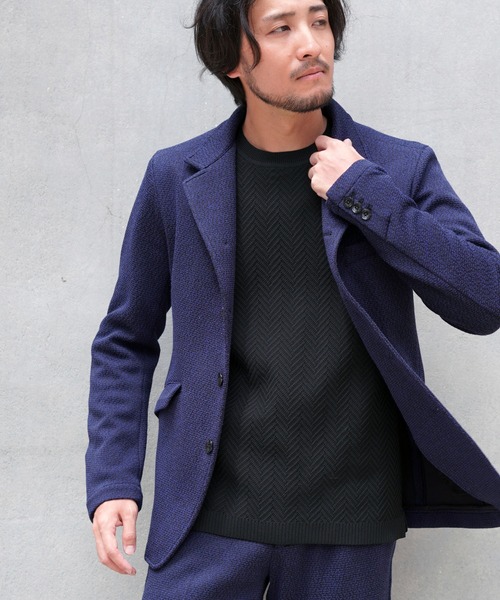 HIDEAWAYS NICOLE（ハイダウェイニコル）の「ラッセルジャカードボンディングジャケット（テーラードジャケット・メンズ・ネイビー/チェック/ブラック×ホワイト/グレー・MEDIUM/LARGE/X-LARGE）」の21枚目の写真