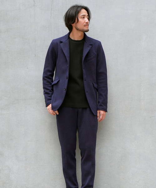 HIDEAWAYS NICOLE（ハイダウェイニコル）の「ラッセルジャカードボンディングジャケット（テーラードジャケット・メンズ・ネイビー/チェック/ブラック×ホワイト/グレー・MEDIUM/LARGE/X-LARGE）」の6枚目の写真