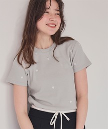 ハート柄刺繍Tシャツ