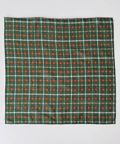 CANAL JEAN（キャナルジーン）の「Lakey Park　チェック柄スカーフ（バンダナ/スカーフ・レディース・カーキ/ベージュ・ONE SIZE）」の9枚目の写真