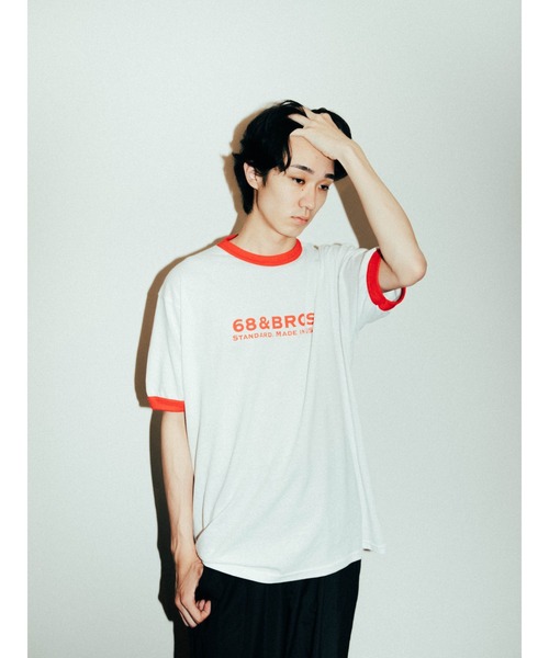 68&brothers(シックスティエイトアンドブラザーズ)の「S/S Ringer Tee "STANDARD"(Tシャツ/カットソー・メンズ・ホワイト×ブラック/ホワイト×グリーン/ホワイト×ブルー/ホワイト×レッド・X-LARGE/MEDIUM/LARGE)」の1枚目の写真