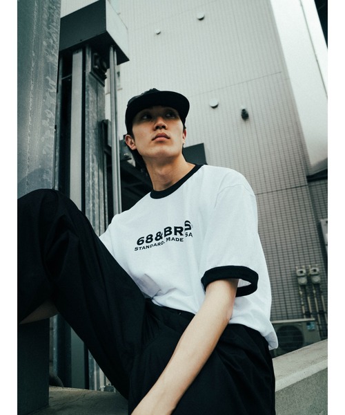 68&brothers(シックスティエイトアンドブラザーズ)の「S/S Ringer Tee "STANDARD"(Tシャツ/カットソー・メンズ・ホワイト×ブラック/ホワイト×グリーン/ホワイト×ブルー/ホワイト×レッド・X-LARGE/MEDIUM/LARGE)」の4枚目の写真