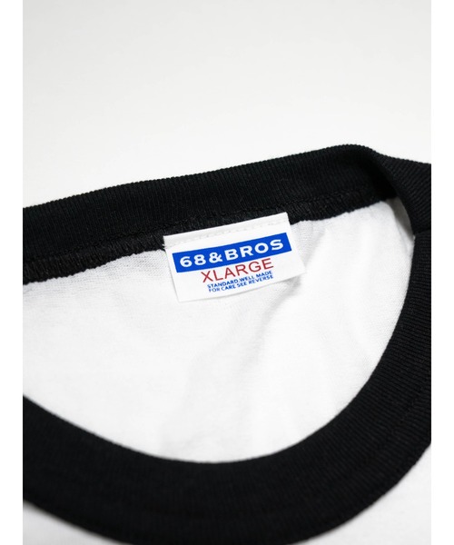68&brothers(シックスティエイトアンドブラザーズ)の「S/S Ringer Tee "STANDARD"(Tシャツ/カットソー・メンズ・ホワイト×ブラック/ホワイト×グリーン/ホワイト×ブルー/ホワイト×レッド・X-LARGE/MEDIUM/LARGE)」の17枚目の写真