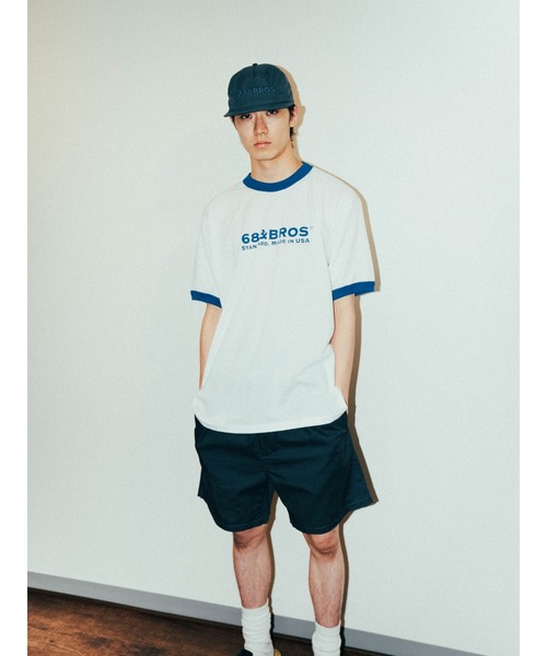 68&brothers(シックスティエイトアンドブラザーズ)の「S/S Ringer Tee "STANDARD"(Tシャツ/カットソー・メンズ・ホワイト×ブラック/ホワイト×グリーン/ホワイト×ブルー/ホワイト×レッド・X-LARGE/MEDIUM/LARGE)」の8枚目の写真