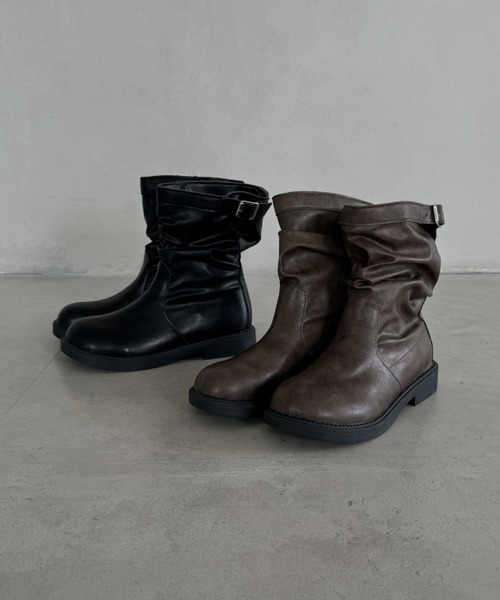 MYMOOD.(マイムード)の「ベルト付きミドルブーツ(ブーツ・レディース・ブラック/ブラウン・24.5cm/23.5cm)」の3枚目の写真