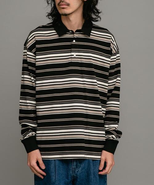 URBAN RESEARCH Sonny Label（アーバンリサーチサニーレーベル）の「ロングスリーブボーダーラガーシャツ（Tシャツ/カットソー・メンズ・グレー/グリーン/ブラック・LARGE/MEDIUM）」の8枚目の写真