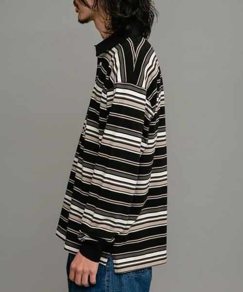 URBAN RESEARCH Sonny Label（アーバンリサーチサニーレーベル）の「ロングスリーブボーダーラガーシャツ（Tシャツ/カットソー・メンズ・グレー/グリーン/ブラック・LARGE/MEDIUM）」の9枚目の写真