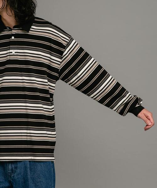 URBAN RESEARCH Sonny Label（アーバンリサーチサニーレーベル）の「ロングスリーブボーダーラガーシャツ（Tシャツ/カットソー・メンズ・グレー/グリーン/ブラック・LARGE/MEDIUM）」の11枚目の写真