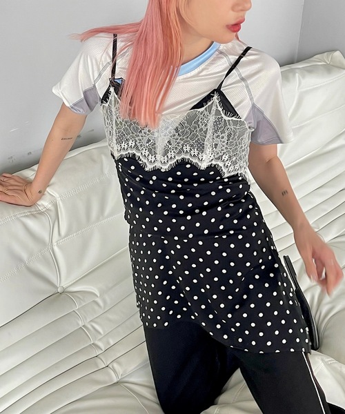 SANSeLF(サンセルフ)の「フロントタックドットキャミソールチュニック【SANSeLF】sanw24a016(キャミソール・レディース・ブラック・FREE)」の9枚目の写真