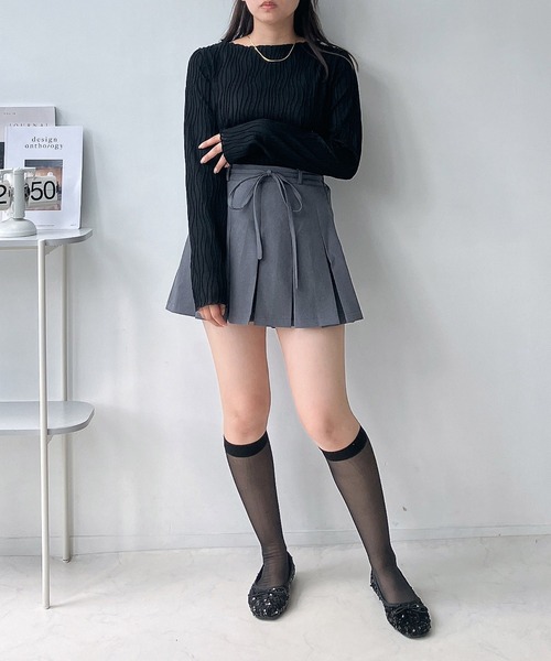 AS KNOW AS plus（アズノゥアズプラス）の「◇リボンベルト付きプリーツミニスカート（スカート・レディース・ブラック/チャコールグレー/グレー系・FREE）」の13枚目の写真