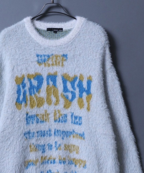 【セール】Lettering Design Pullover Shaggy Knit/レタリング ロゴプリント シャギー ニット（ニット/セーター）｜ANPAS（アンパス）
