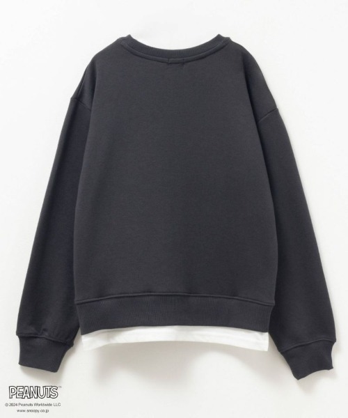 PEANUTS/スヌーピー 】裏毛レイヤードポケット付きトレーナー